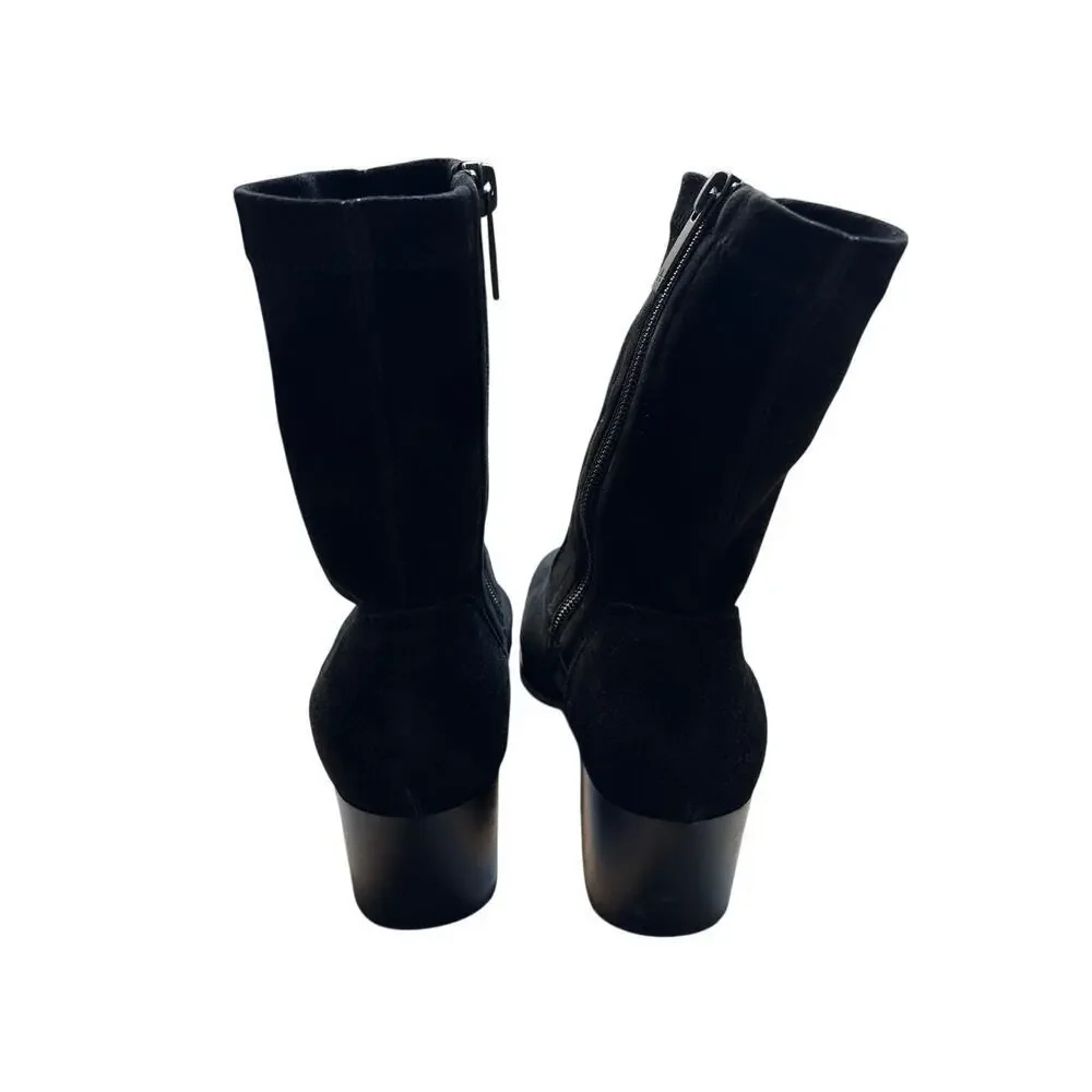 Aquatalia Black Suede Ankle Boots Block Heel 6M - Demetra